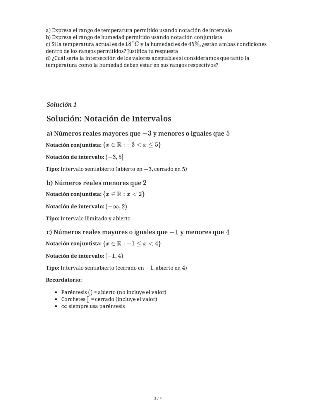 9 June 2025
Representación y Operaciones con Intervalos
Reales
Tarea 1
Dada la siguiente información sobre intervalos, identifica y escribe 