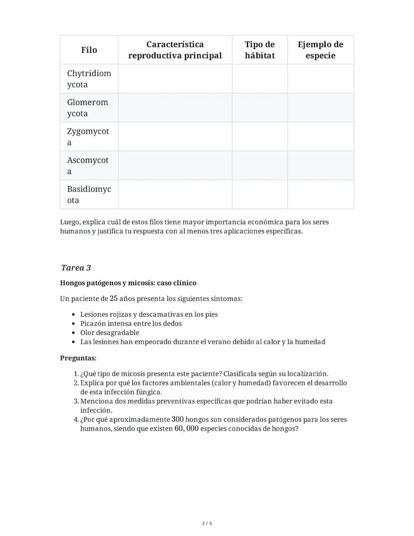 9 June 2025
El Reino Fungi: Características, Clasificación y
Micosis
Tarea 1
Análisis comparativo del Reino Fungi
Explica las principales di