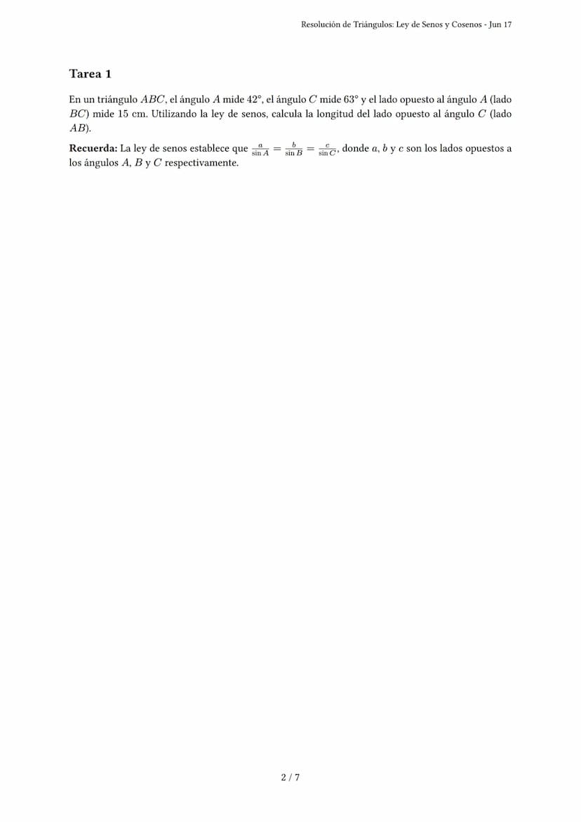 # Resolución de Triángulos: Ley de Senos y Cosenos

Generado por Alguien po LOL - Jun 17

Descripción: Este examen evalúa la aplicación de l