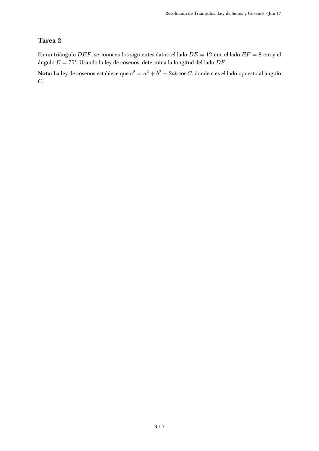 # Resolución de Triángulos: Ley de Senos y Cosenos

Generado por Alguien po LOL - Jun 17

Descripción: Este examen evalúa la aplicación de l