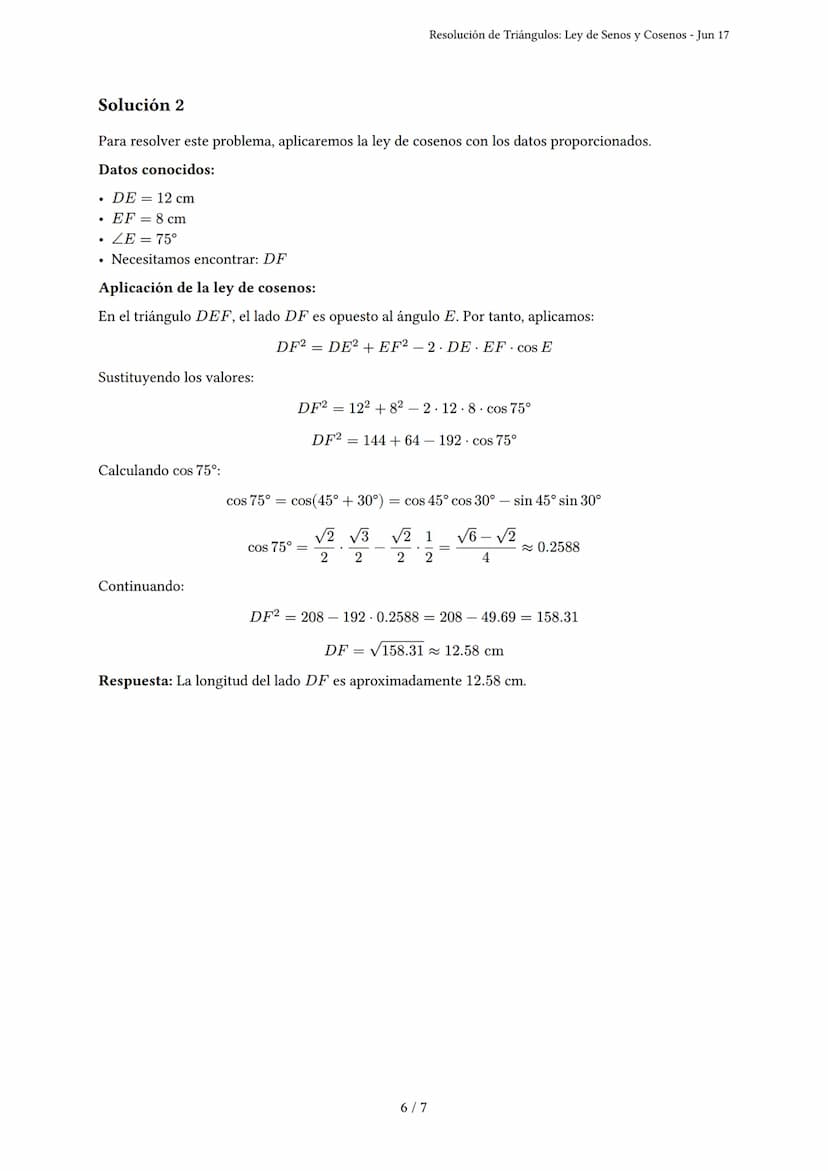 # Resolución de Triángulos: Ley de Senos y Cosenos

Generado por Alguien po LOL - Jun 17

Descripción: Este examen evalúa la aplicación de l