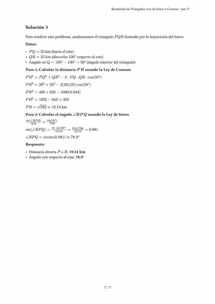 # Resolución de Triángulos: Ley de Senos y Cosenos

Generado por Alguien po LOL - Jun 17

Descripción: Este examen evalúa la aplicación de l