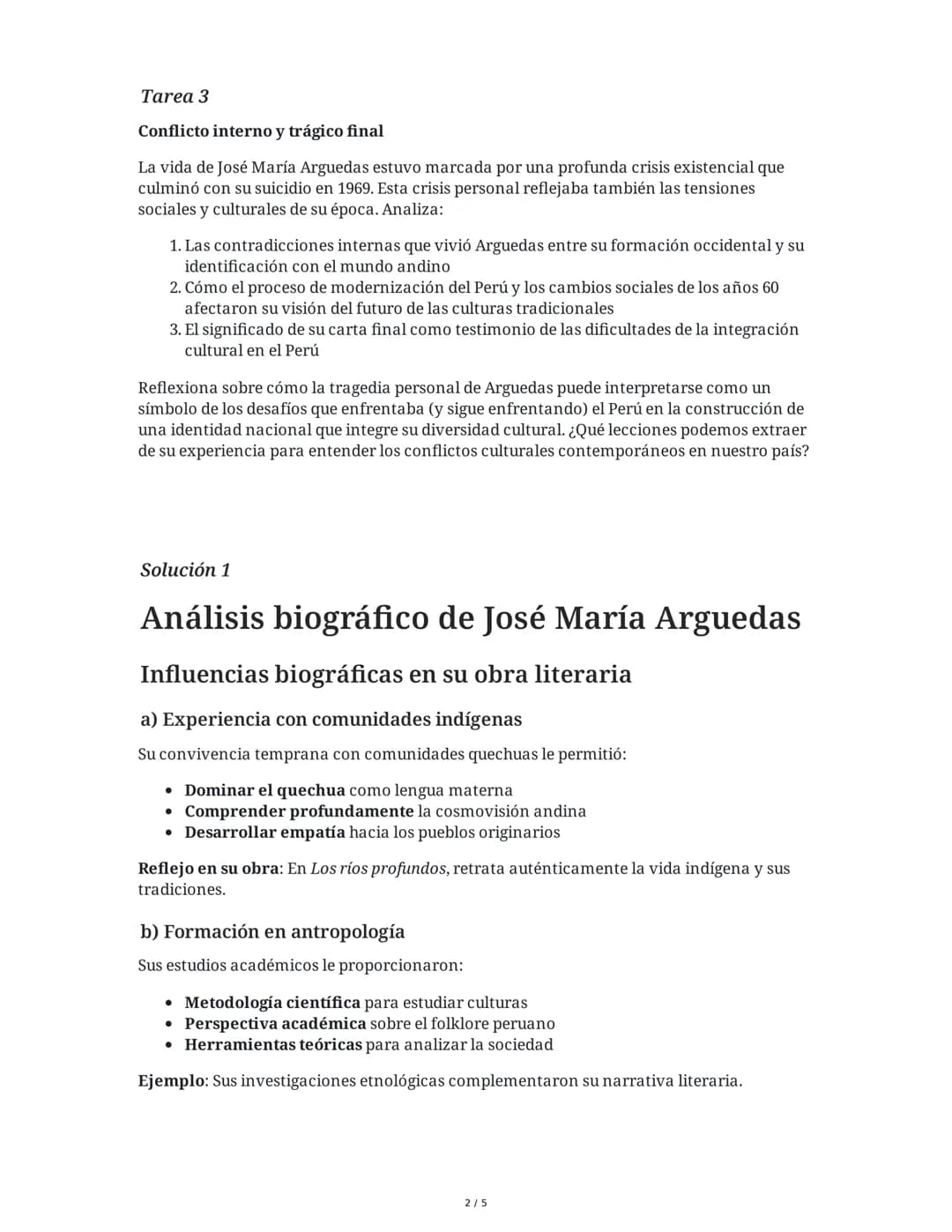 # 30 May 2025

# José María Arguedas: Vida y Legado

## Tarea 1

### Análisis biográfico y contexto histórico

José María Arguedas nació en 