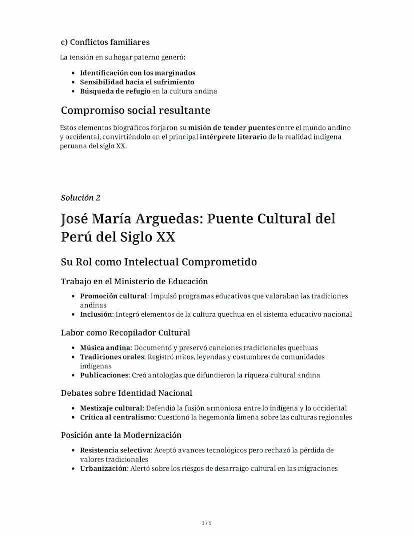 # 30 May 2025

# José María Arguedas: Vida y Legado

## Tarea 1

### Análisis biográfico y contexto histórico

José María Arguedas nació en 