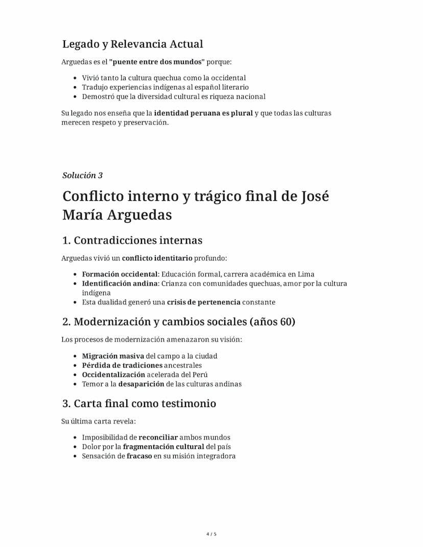 # 30 May 2025

# José María Arguedas: Vida y Legado

## Tarea 1

### Análisis biográfico y contexto histórico

José María Arguedas nació en 