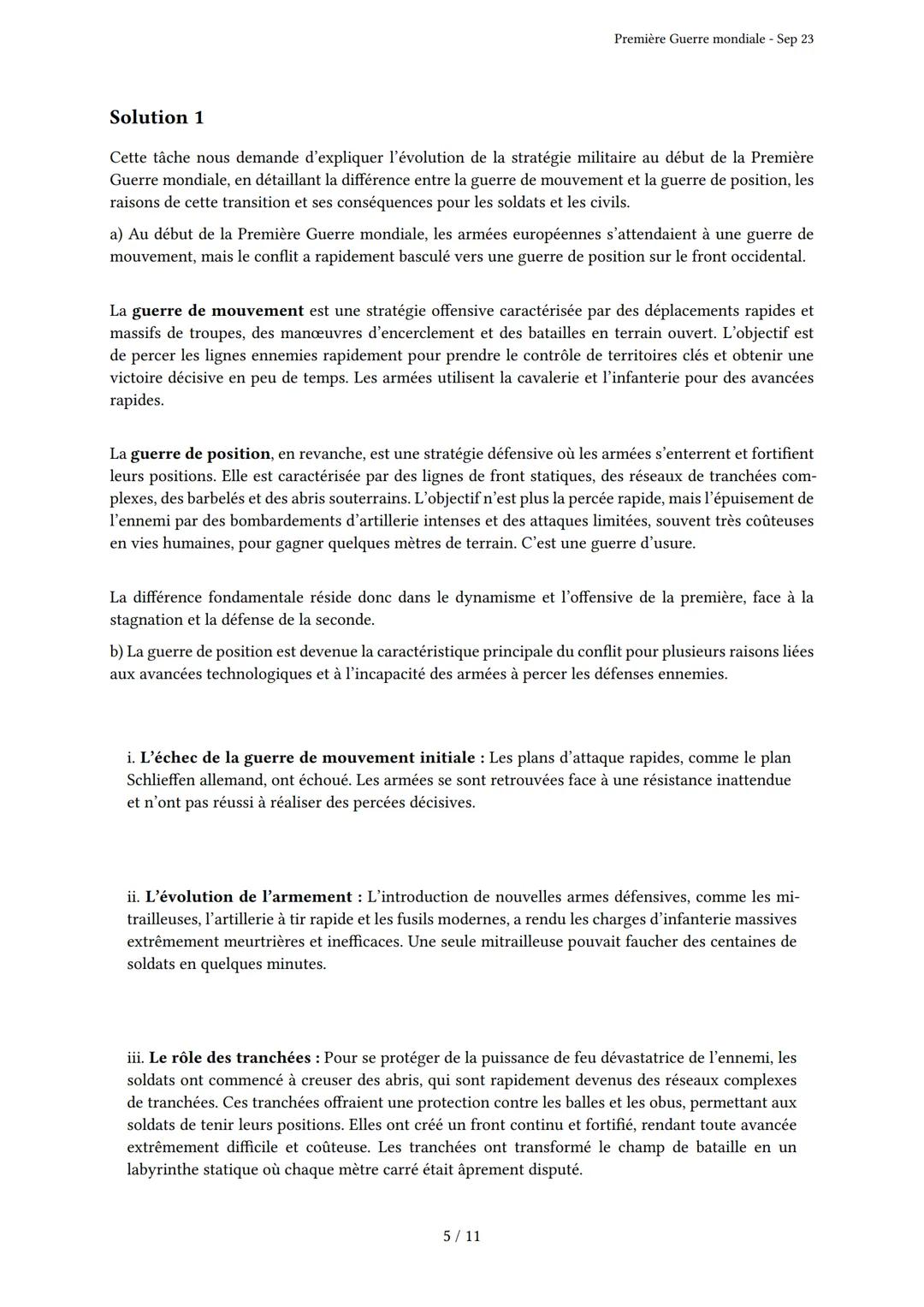 # Première Guerre mondiale

Généré par Knowunity.fr - Sep 23

Description: Cet examen couvre la Première Guerre mondiale, ses causes, déroul