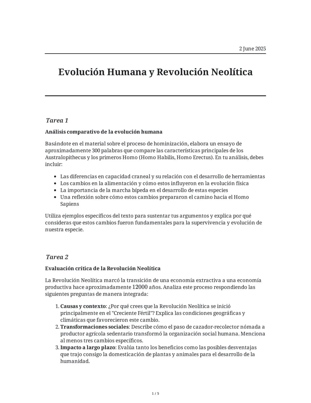 Evolución Humana y Revolución Neolítica