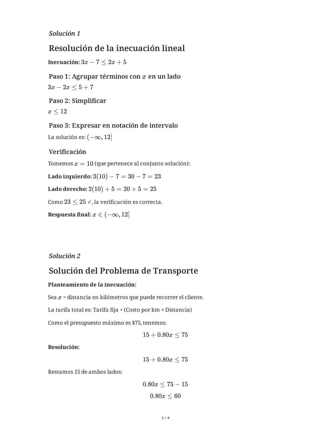 10 June 2025
Inecuaciones Lineales: Resolución y
Representación
Tarea 1
Resuelve la siguiente inecuación lineal y expresa la solución en not