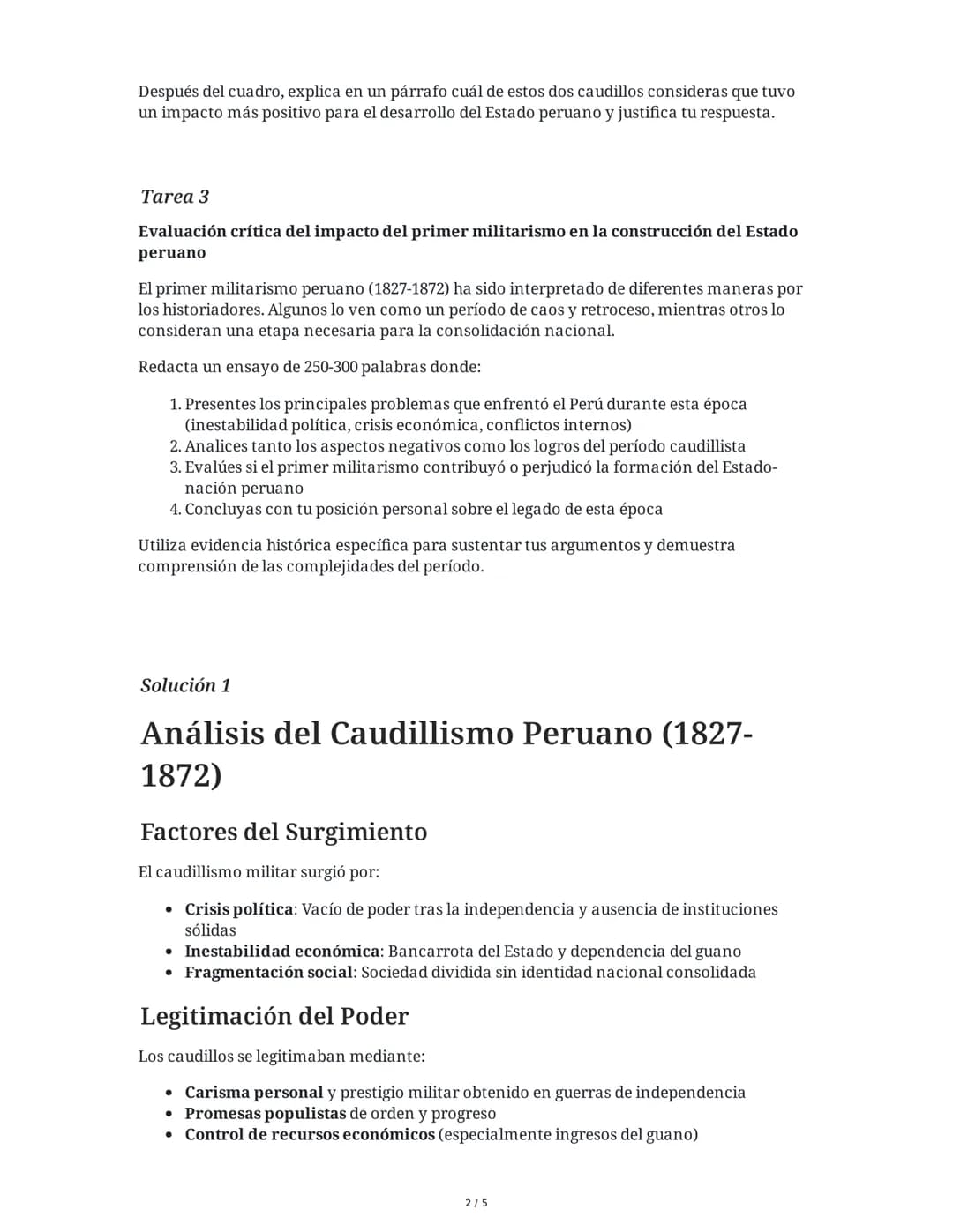 Caudillos y Primer Militarismo en
Latinoamérica
9 June 2025
Tarea 1
Análisis de las características del caudillismo peruano (1827-1872)
Expl