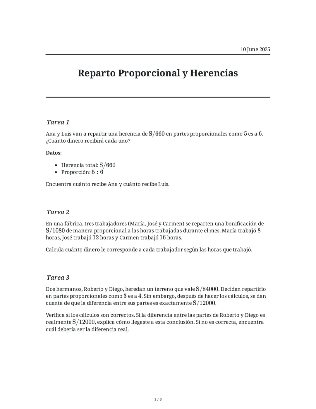 Reparto Proporcional y Herencias