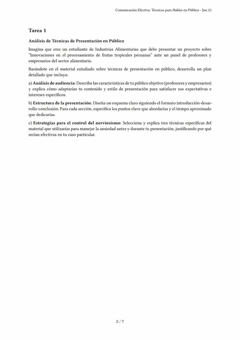 # Comunicación Efectiva: Técnicas para Hablar en Público

Generado por Lila Camus - Jun 22

Descripción: Evalúa técnicas de presentación, le