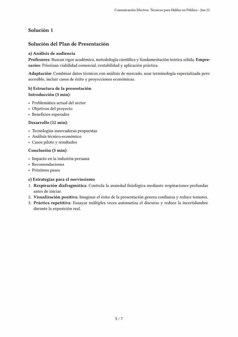 # Comunicación Efectiva: Técnicas para Hablar en Público

Generado por Lila Camus - Jun 22

Descripción: Evalúa técnicas de presentación, le