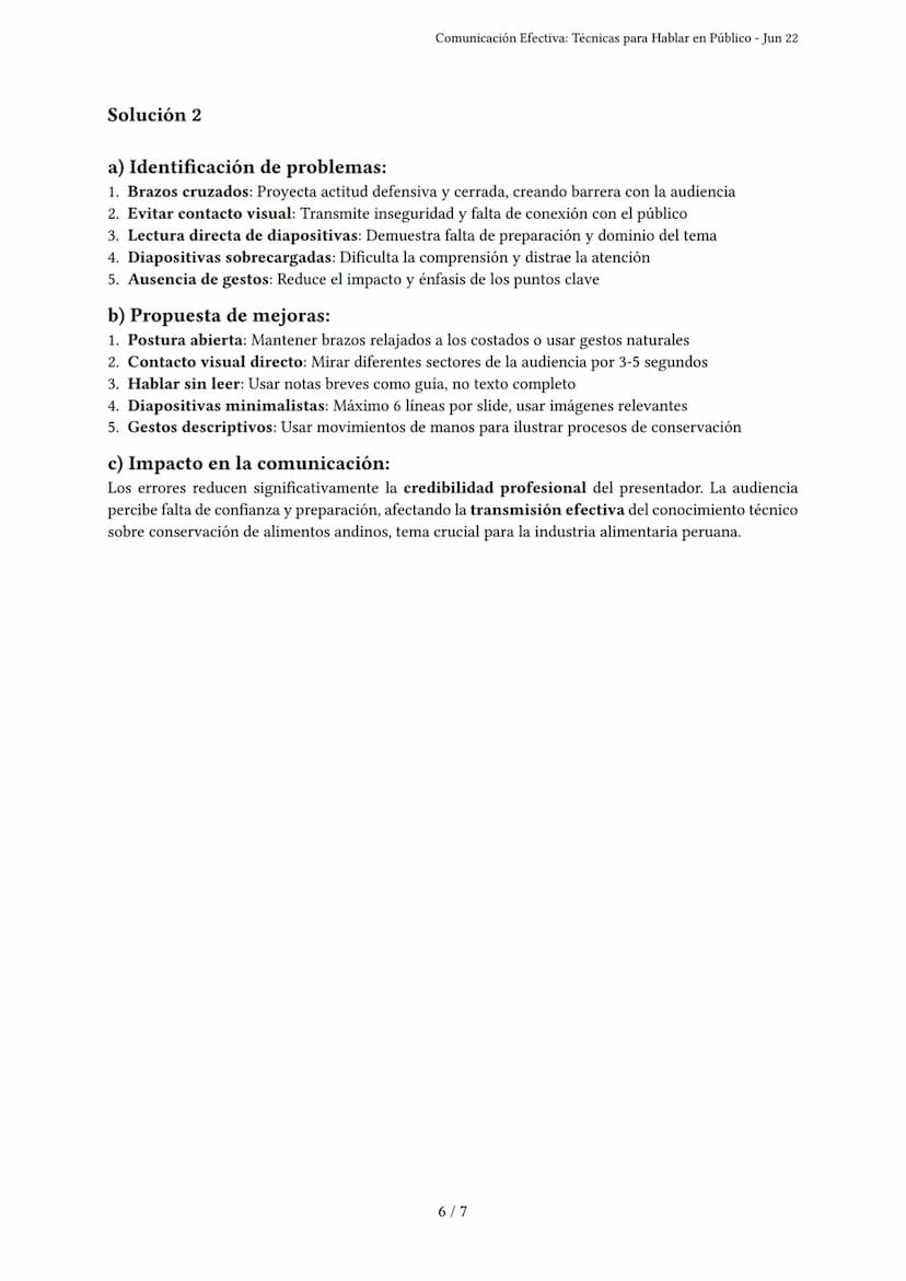 # Comunicación Efectiva: Técnicas para Hablar en Público

Generado por Lila Camus - Jun 22

Descripción: Evalúa técnicas de presentación, le