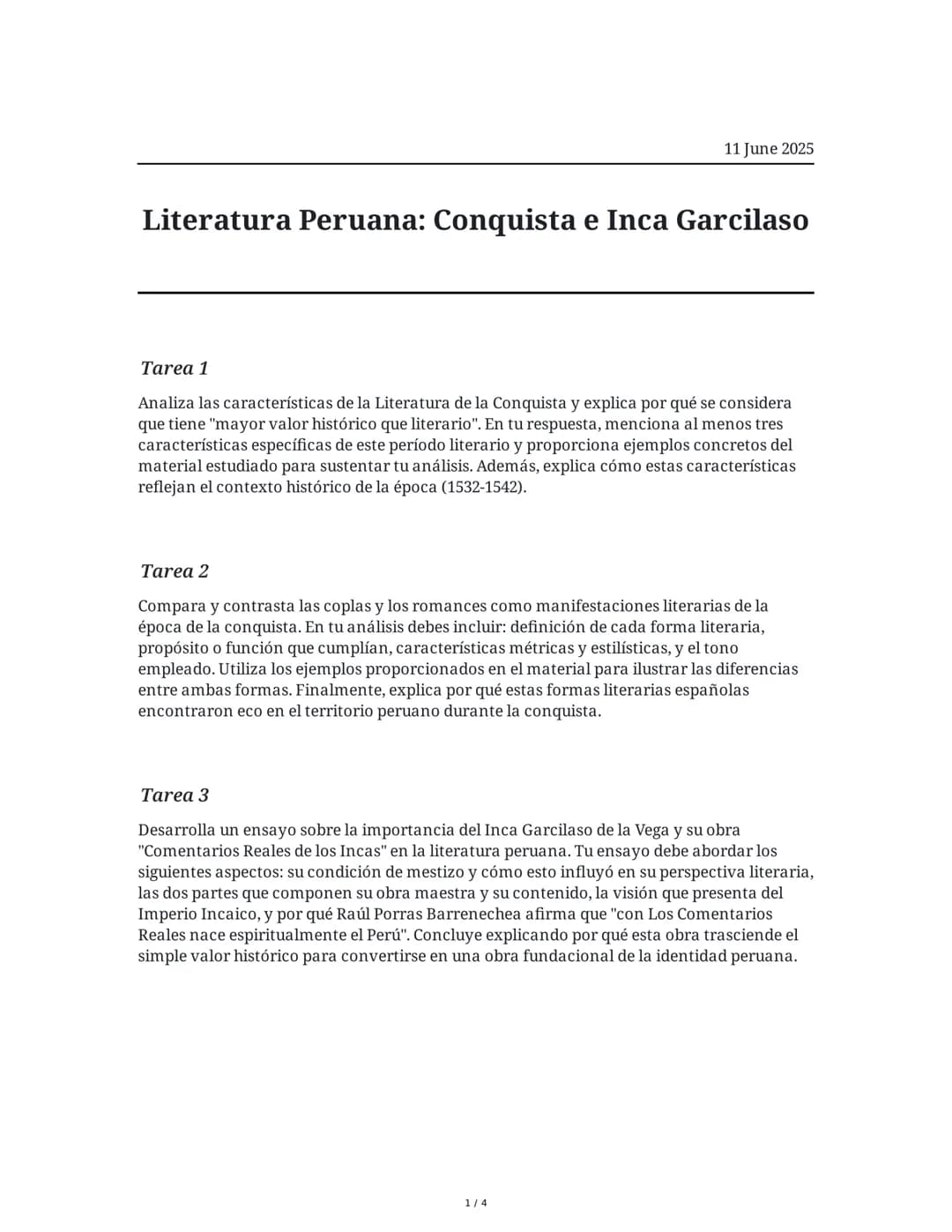 Literatura Peruana: Conquista e Inca Garcilaso