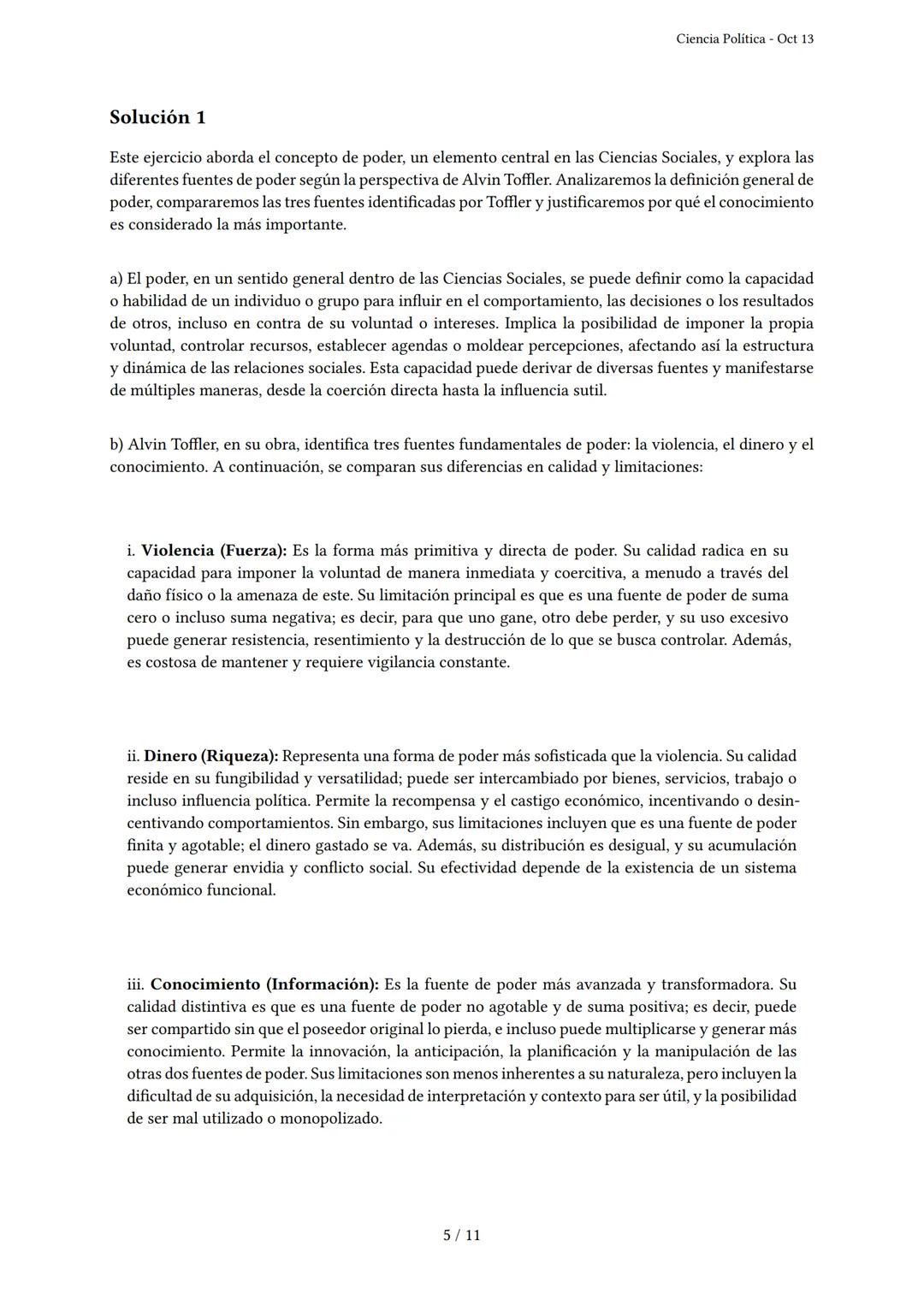 # Ciencia Política

Generado por Ester Talaverano - Oct 13

Descripción: Este examen cubre la definición, fuentes y tipos de poder, y los fu