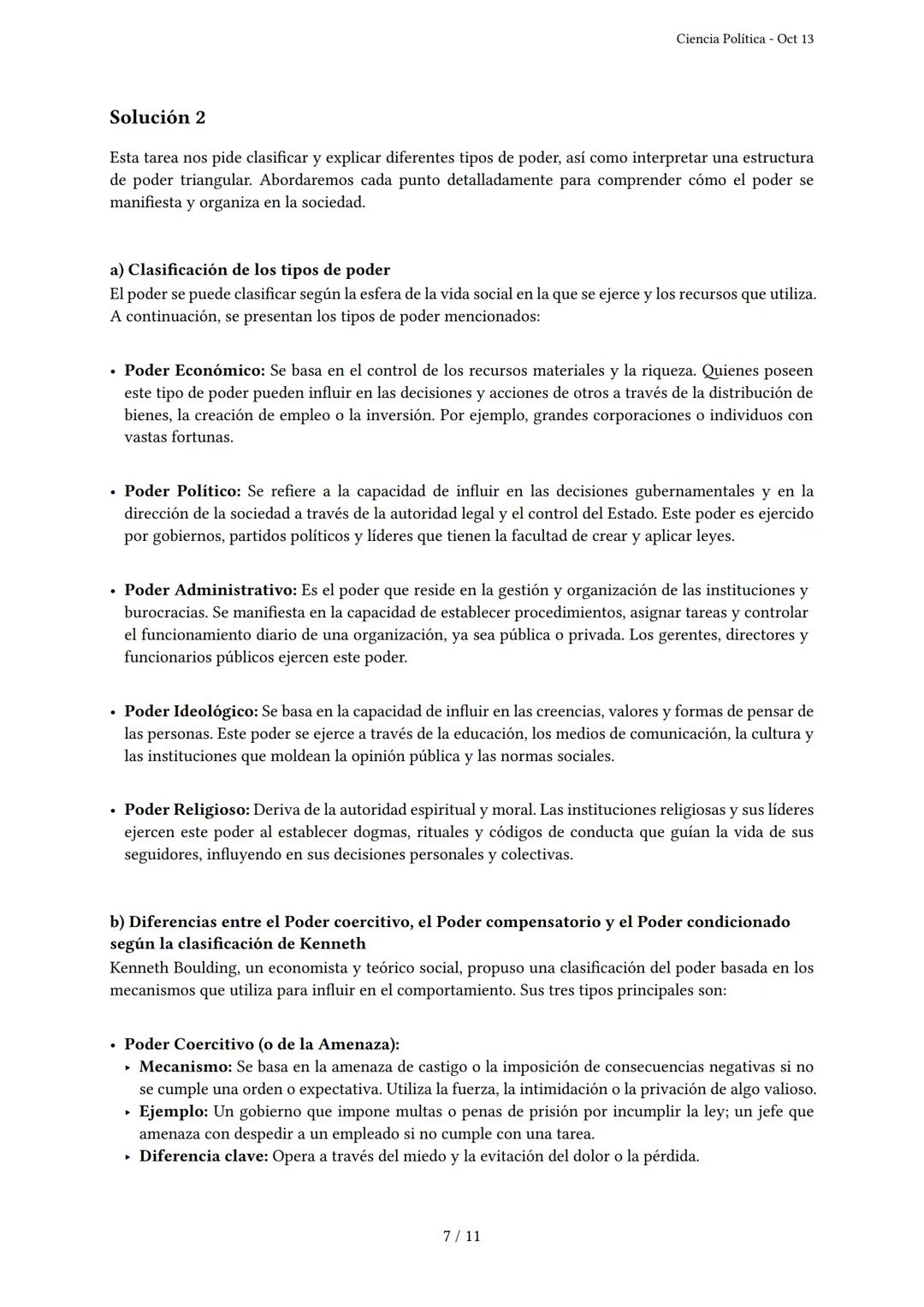 # Ciencia Política

Generado por Ester Talaverano - Oct 13

Descripción: Este examen cubre la definición, fuentes y tipos de poder, y los fu