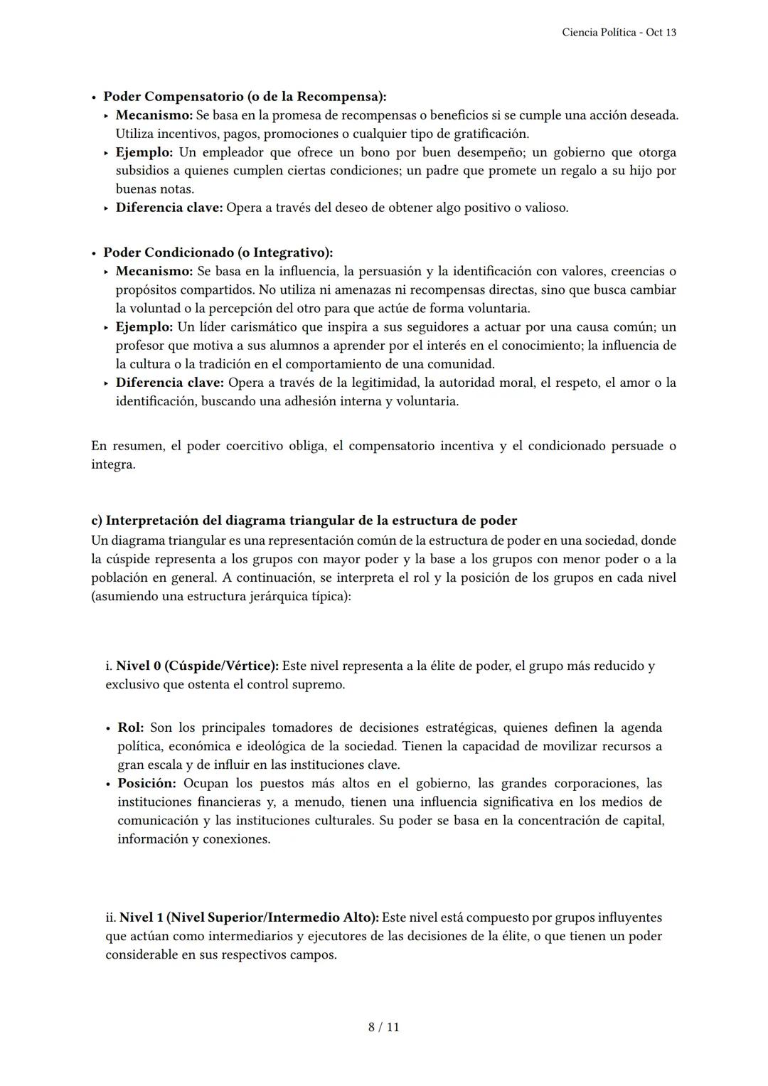 # Ciencia Política

Generado por Ester Talaverano - Oct 13

Descripción: Este examen cubre la definición, fuentes y tipos de poder, y los fu