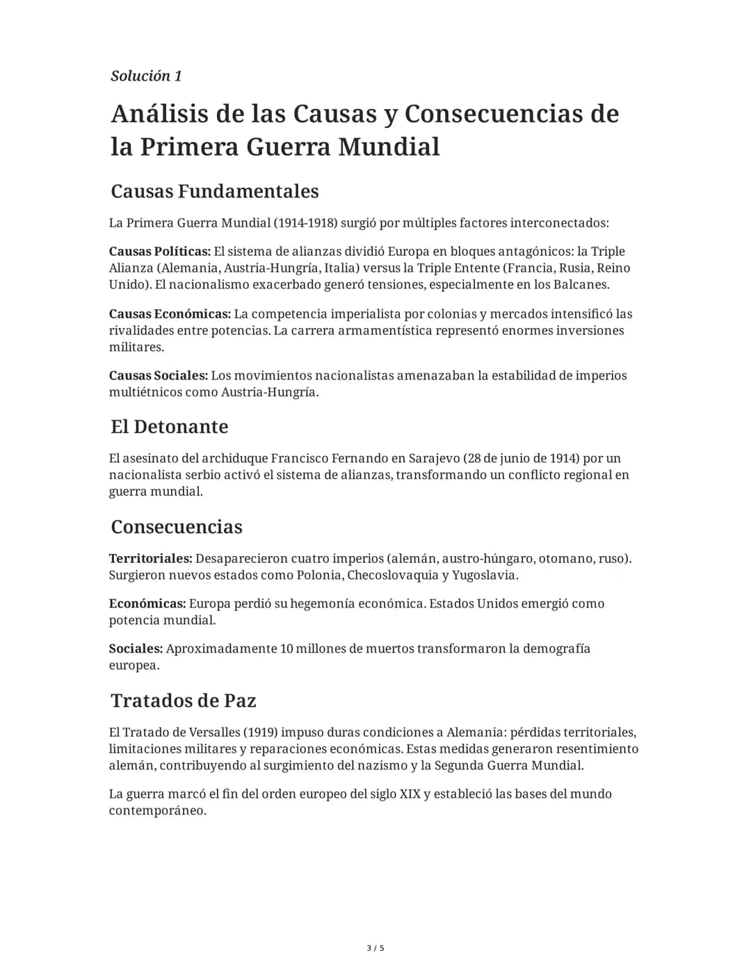 2 June 2025
Evaluación de la Primera Guerra Mundial
Tarea 1
Análisis de las causas y consecuencias de la Primera Guerra Mundial
Redacta un e