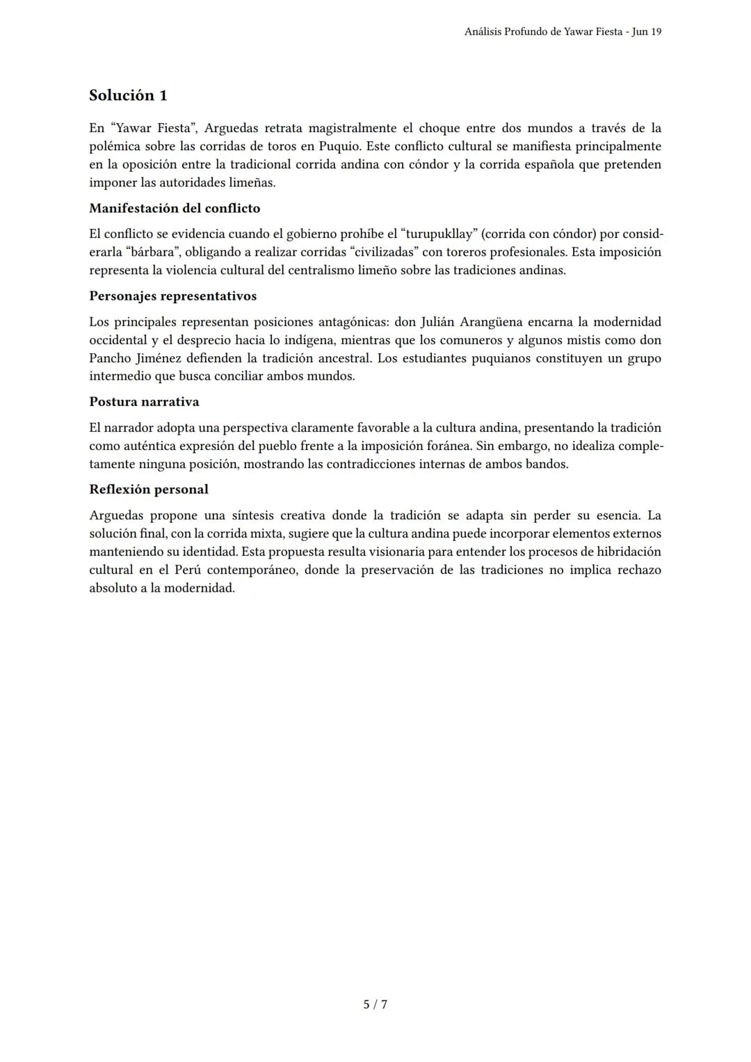 # Análisis Profundo de Yawar Fiesta

Generado por Shirley Calixto - Jun 19

Descripción: Análisis de la obra Yawar Fiesta de José María Argu