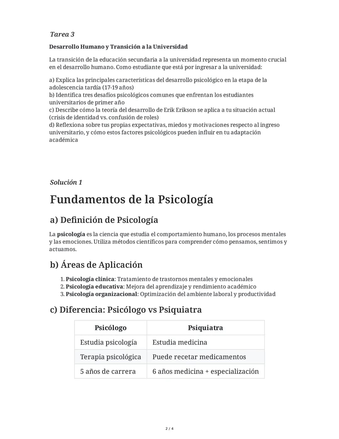 11 June 2025
Psicología Introductoria: Preparación
Universitaria
Tarea 1
Fundamentos de la Psicología
Imagina que tu amigo te pregunta: "¿Qu
