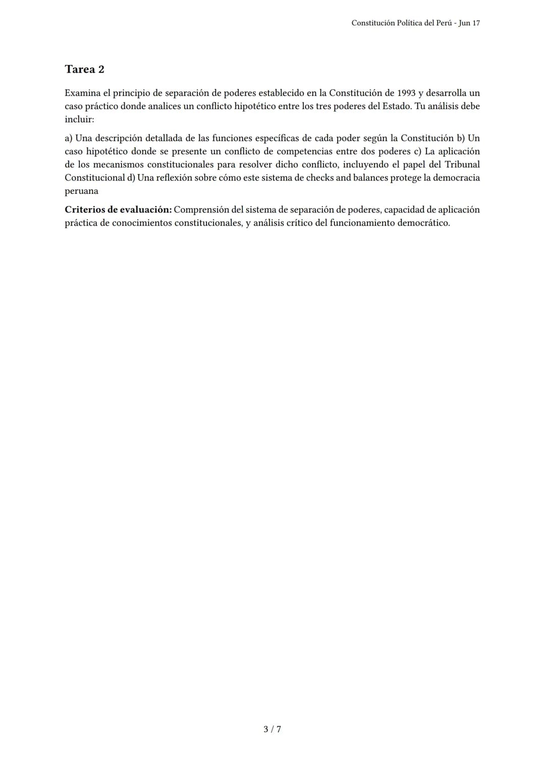 Constitución Política del Perú
Generado por Brigitte Chipana - Jun 17
Descripción: Evalúa la estructura del estado, derechos, deberes y la r
