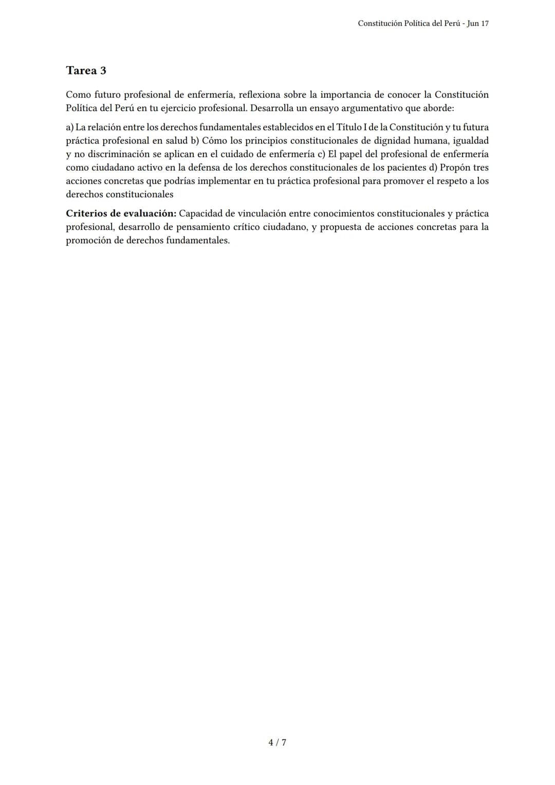 Constitución Política del Perú
Generado por Brigitte Chipana - Jun 17
Descripción: Evalúa la estructura del estado, derechos, deberes y la r