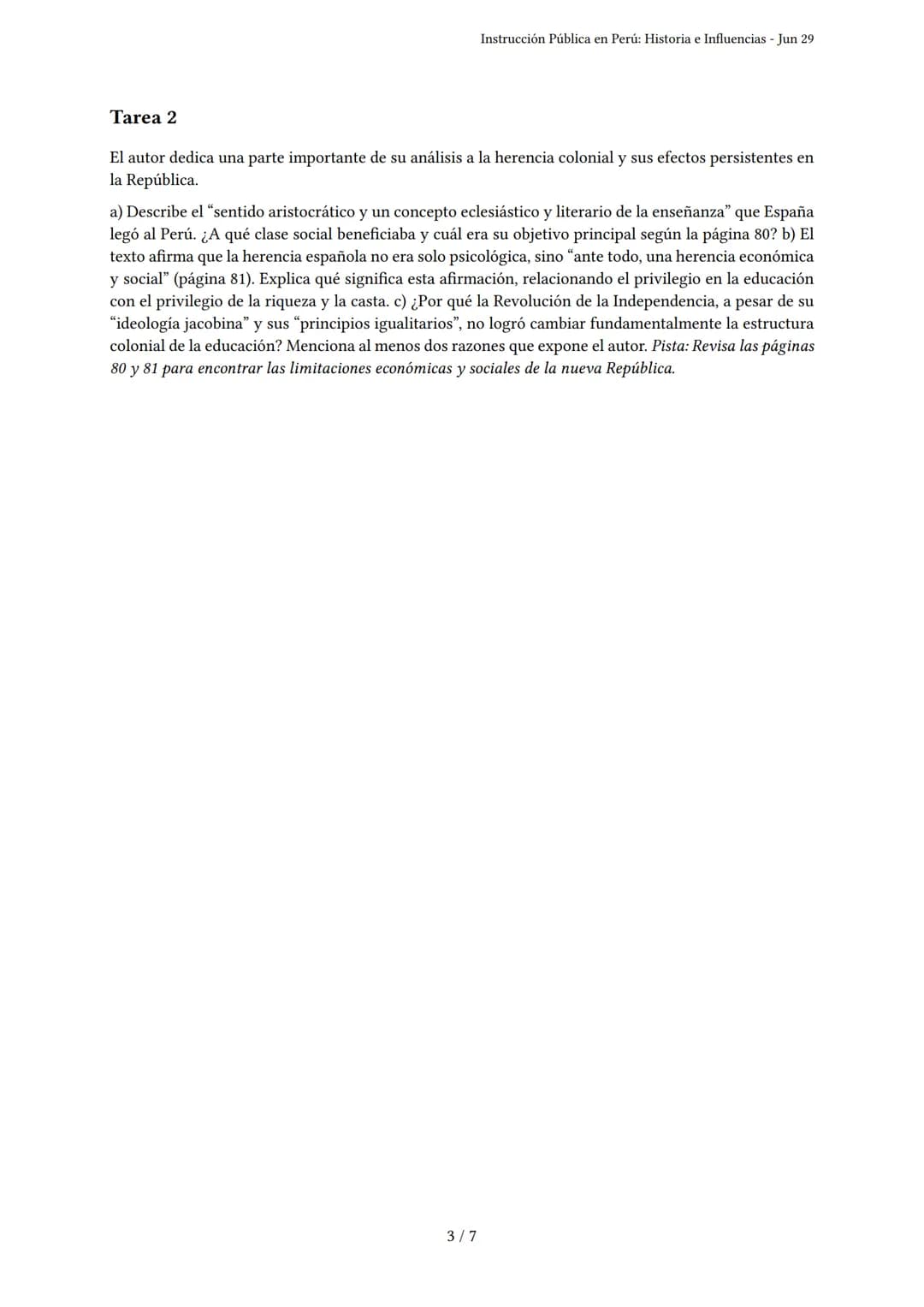 Instrucción Pública en Perú: Historia e Influencias
Generado por Euler Ronaldo Gabriel Terrones - Jun 29
Descripción: Este examen evalúa la 