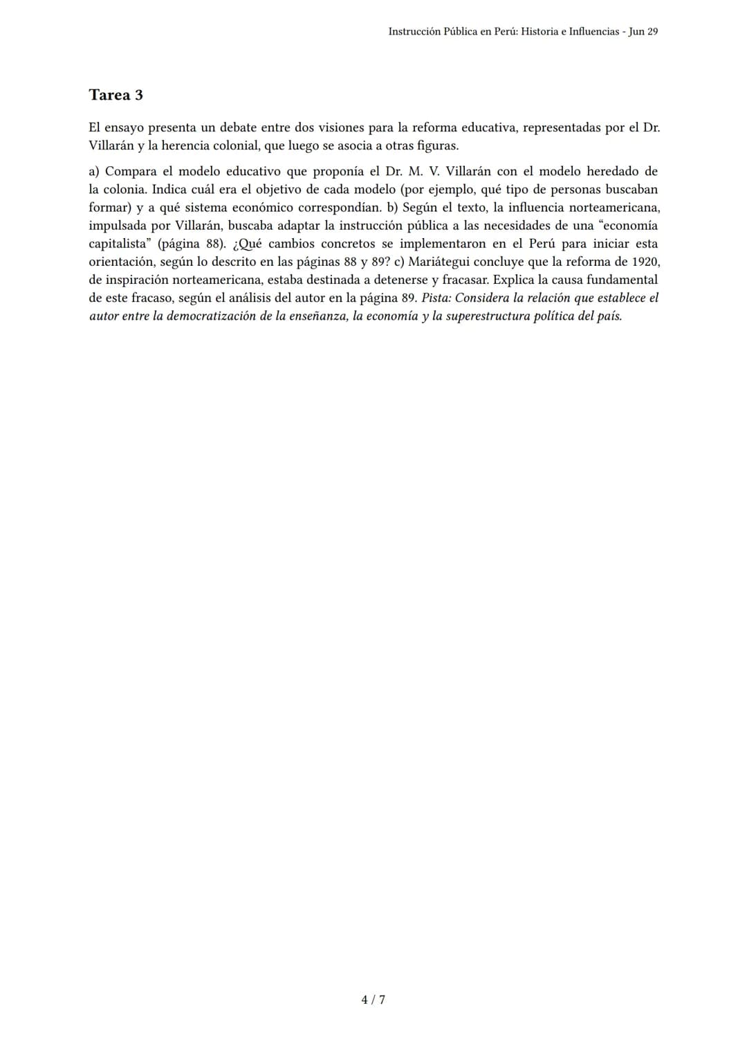 Instrucción Pública en Perú: Historia e Influencias
Generado por Euler Ronaldo Gabriel Terrones - Jun 29
Descripción: Este examen evalúa la 