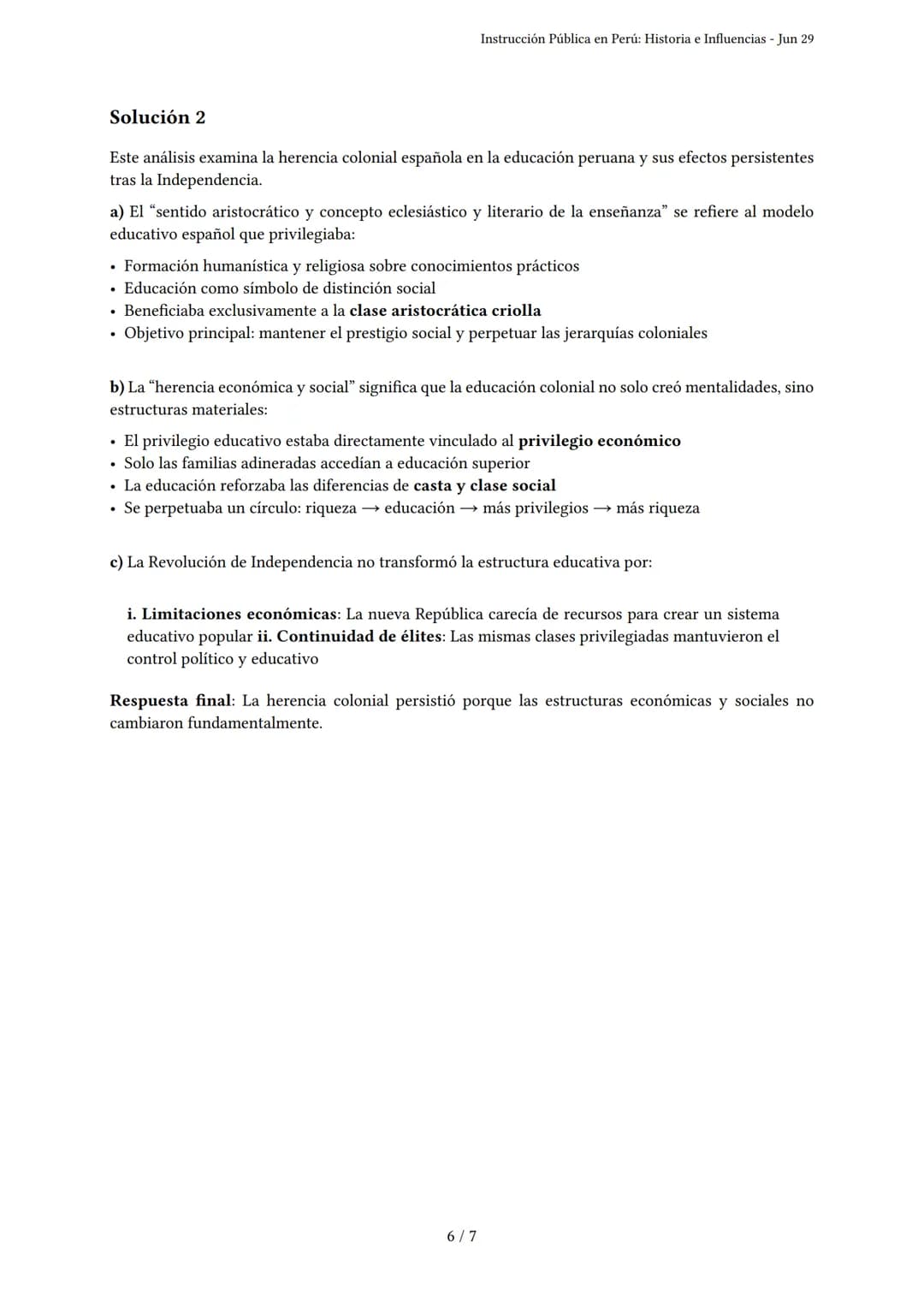 Instrucción Pública en Perú: Historia e Influencias
Generado por Euler Ronaldo Gabriel Terrones - Jun 29
Descripción: Este examen evalúa la 