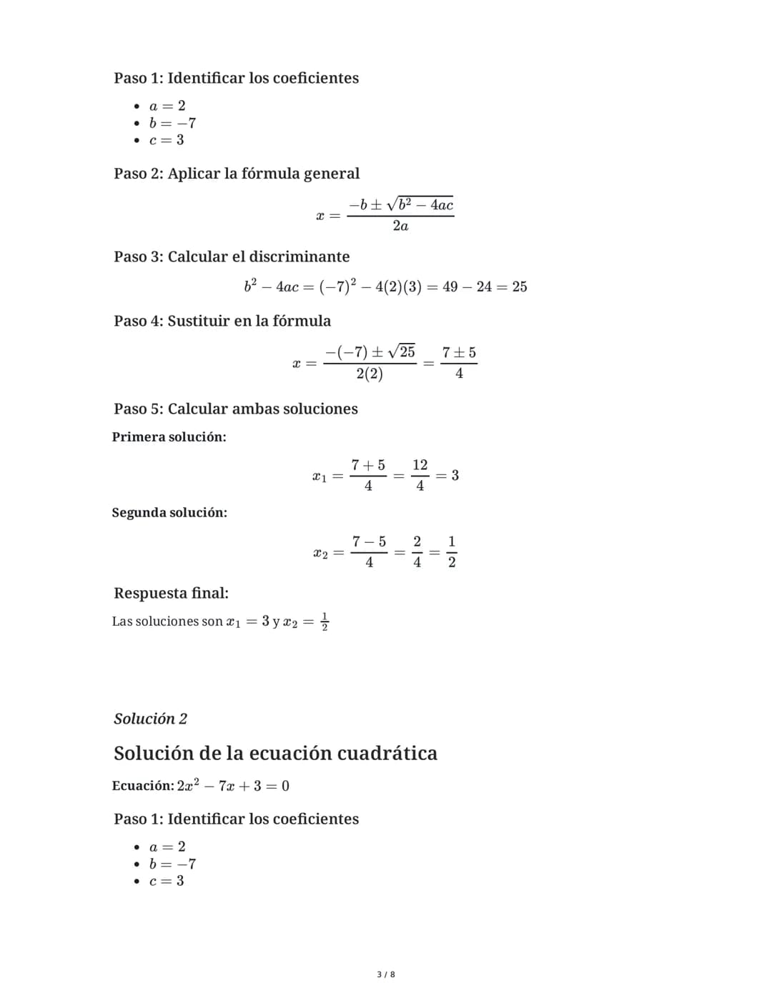 5 June 2025
Resolución de Ecuaciones y Álgebra Básica
Tarea 1
Resuelve la siguiente ecuación cuadrática utilizando la fórmula general:
2x<su