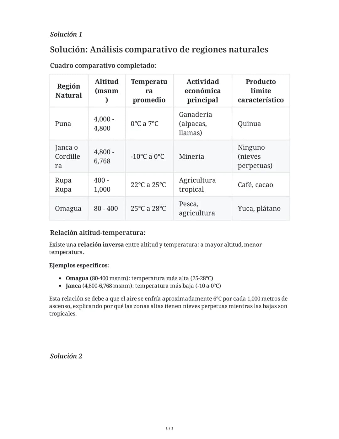 4 June 2025
Regiones Naturales del Perú: Puna, Janca, Rupa
Rupa y Omagua
Tarea 1
Análisis comparativo de regiones naturales
Completa el sigu