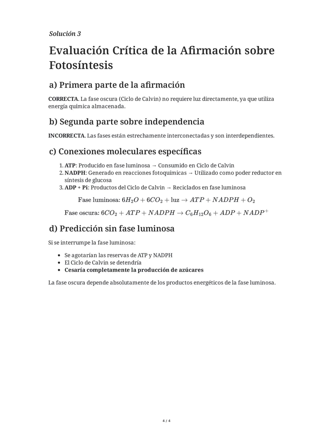 31 May 2025
Fases de la Fotosíntesis: Reacciones y
Productos
Tarea 1
Analiza el diagrama de la fotosíntesis mostrado y explica detalladament