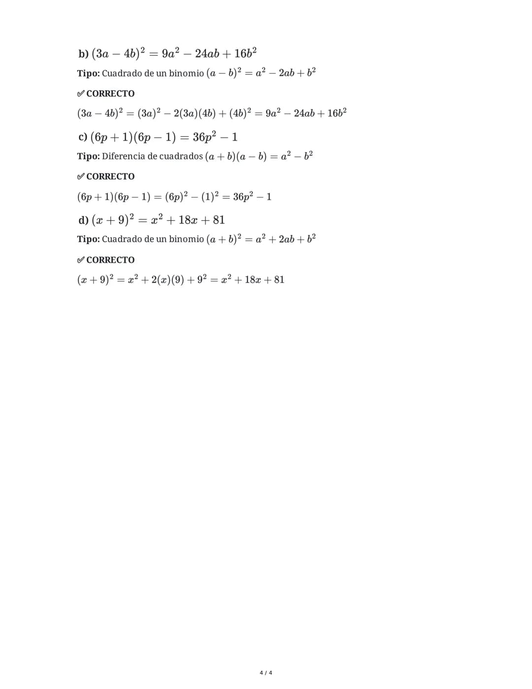 # Evaluación de Productos Notables 1 y 2

1 June 2025

## Tarea 1
Desarrolla los siguientes productos notables aplicando las fórmulas corres