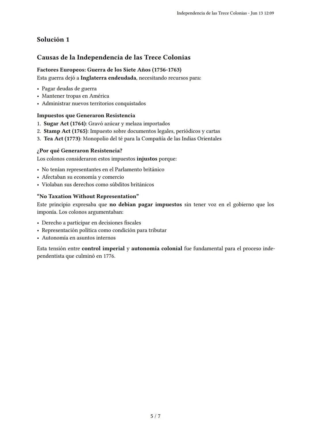 Independencia de las Trece Colonias
Generado por - Jun 13 12:09
Descripción: Este examen evalúa las causas, el proceso y las consecuencias d