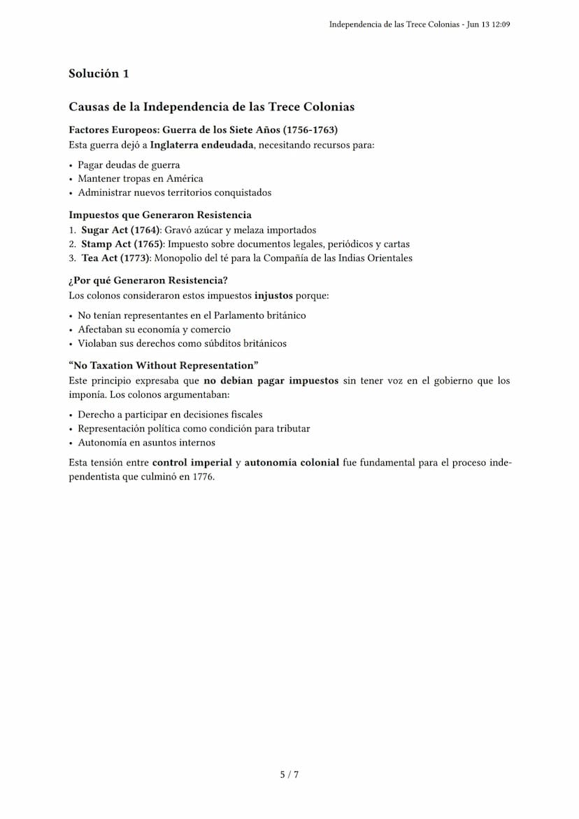 Independencia de las Trece Colonias
Generado por - Jun 13 12:09
Descripción: Este examen evalúa las causas, el proceso y las consecuencias d