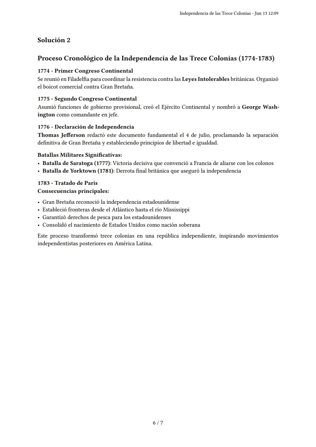 Independencia de las Trece Colonias
Generado por - Jun 13 12:09
Descripción: Este examen evalúa las causas, el proceso y las consecuencias d