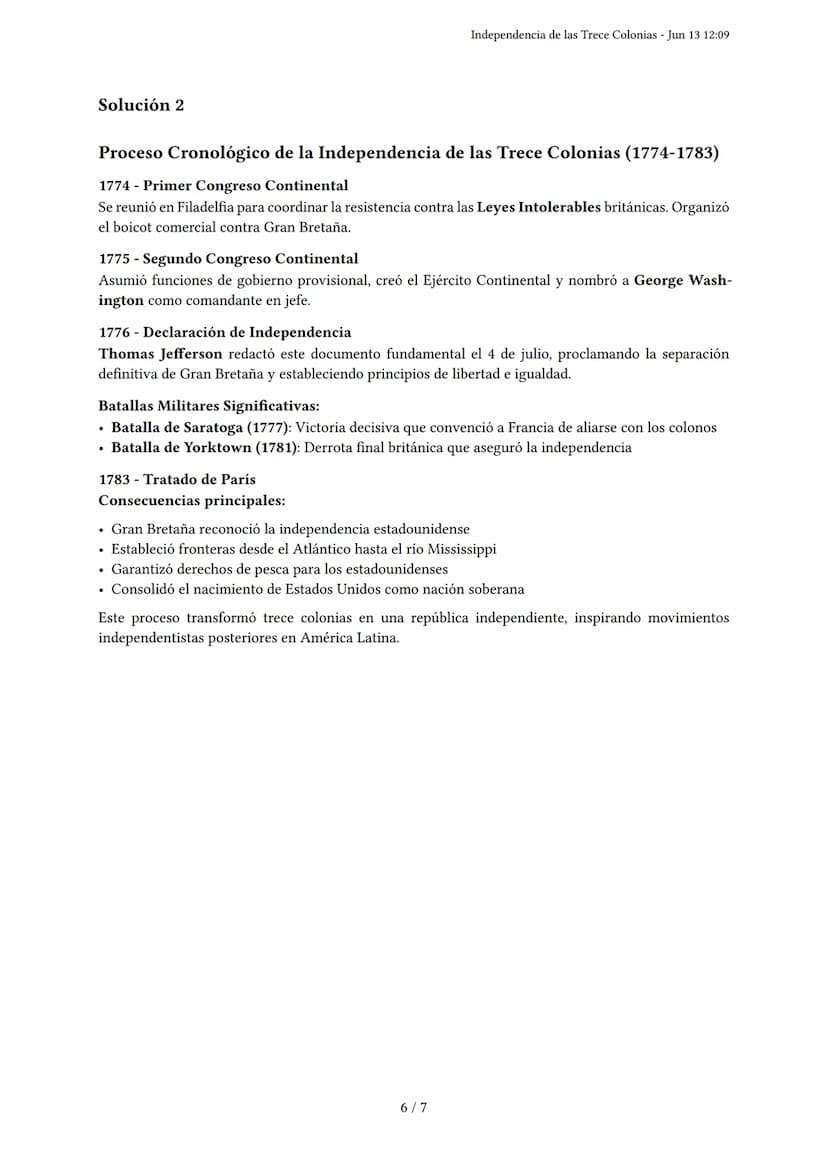 Independencia de las Trece Colonias
Generado por - Jun 13 12:09
Descripción: Este examen evalúa las causas, el proceso y las consecuencias d