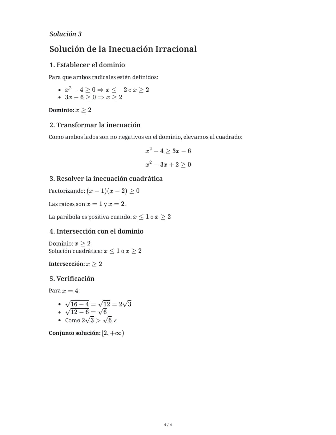 3 June 2025
Resolución de Ecuaciones e Inecuaciones
Tarea 1
Resuelve la siguiente inecuación irracional:
$\sqrt{2x+5} - \sqrt{x-1} > 2$
Inst