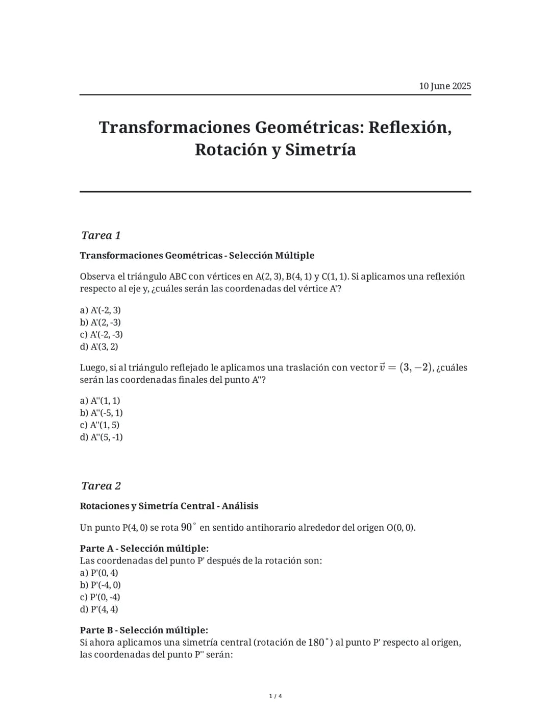 Transformaciones Geométricas: Reflexión, Rotación y Simetría
