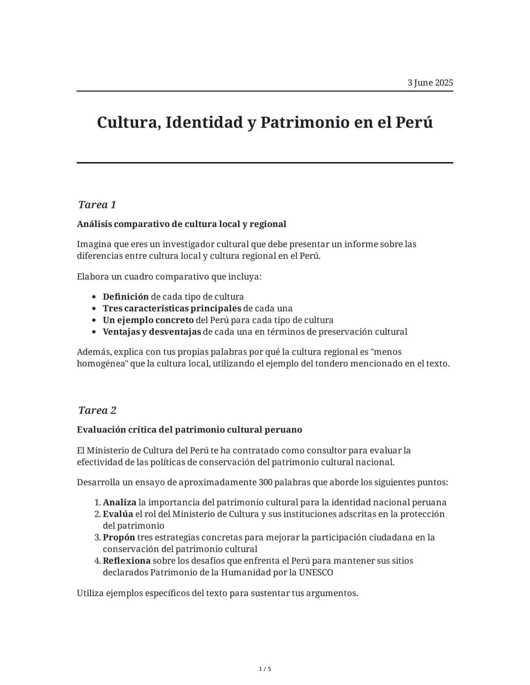 Cultura, Identidad y Patrimonio en el Perú