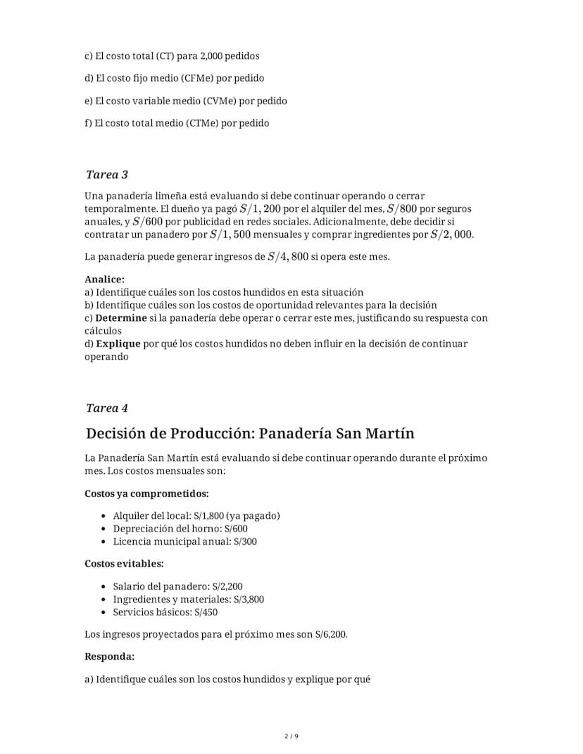 11 June 2025
Microeconomía: Teoría de Costos, Producción y
Productividad
Tarea 1
Una empresa peruana de confección de ropa deportiva tiene l