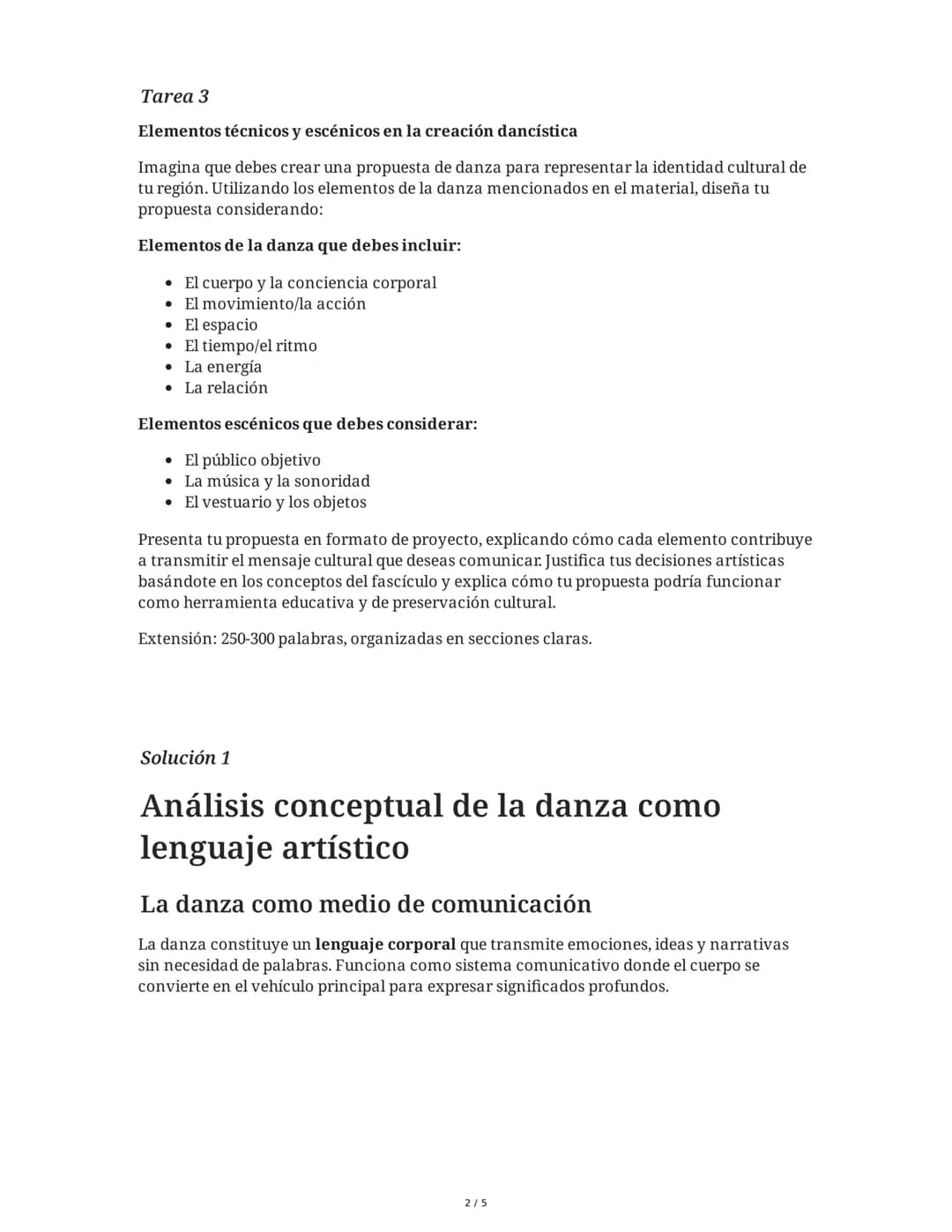 2 June 2025
Evaluación Integral de la Danza y su Lenguaje
Tarea 1
Análisis conceptual de la danza como lenguaje artístico
Basándote en el ma