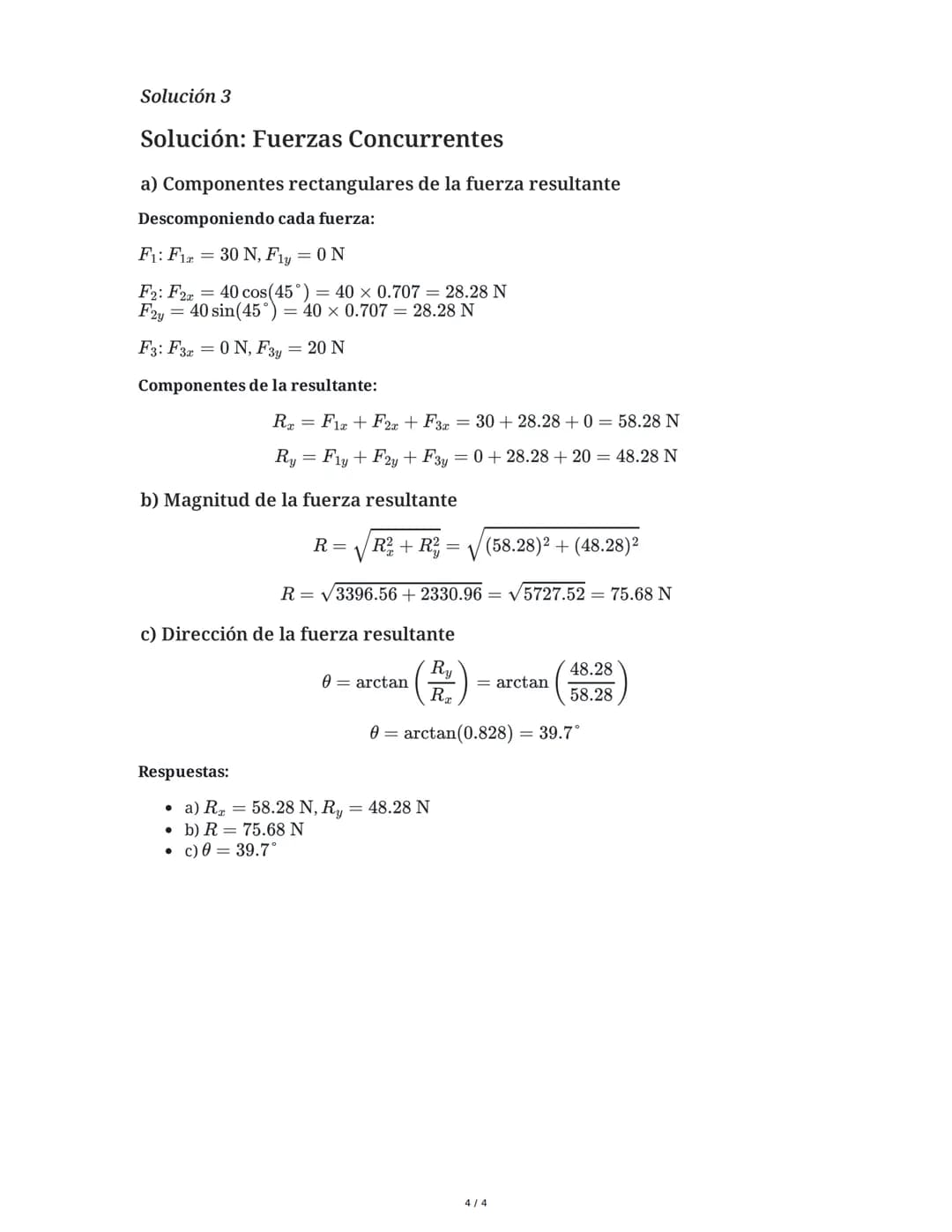 2 June 2025
Fuerzas Concurrentes: Cálculo de Ángulos
Tarea 1
Dos fuerzas concurrentes de magnitudes $F_1$ = 25 N y $F_2$ = 35 N actúan sobre