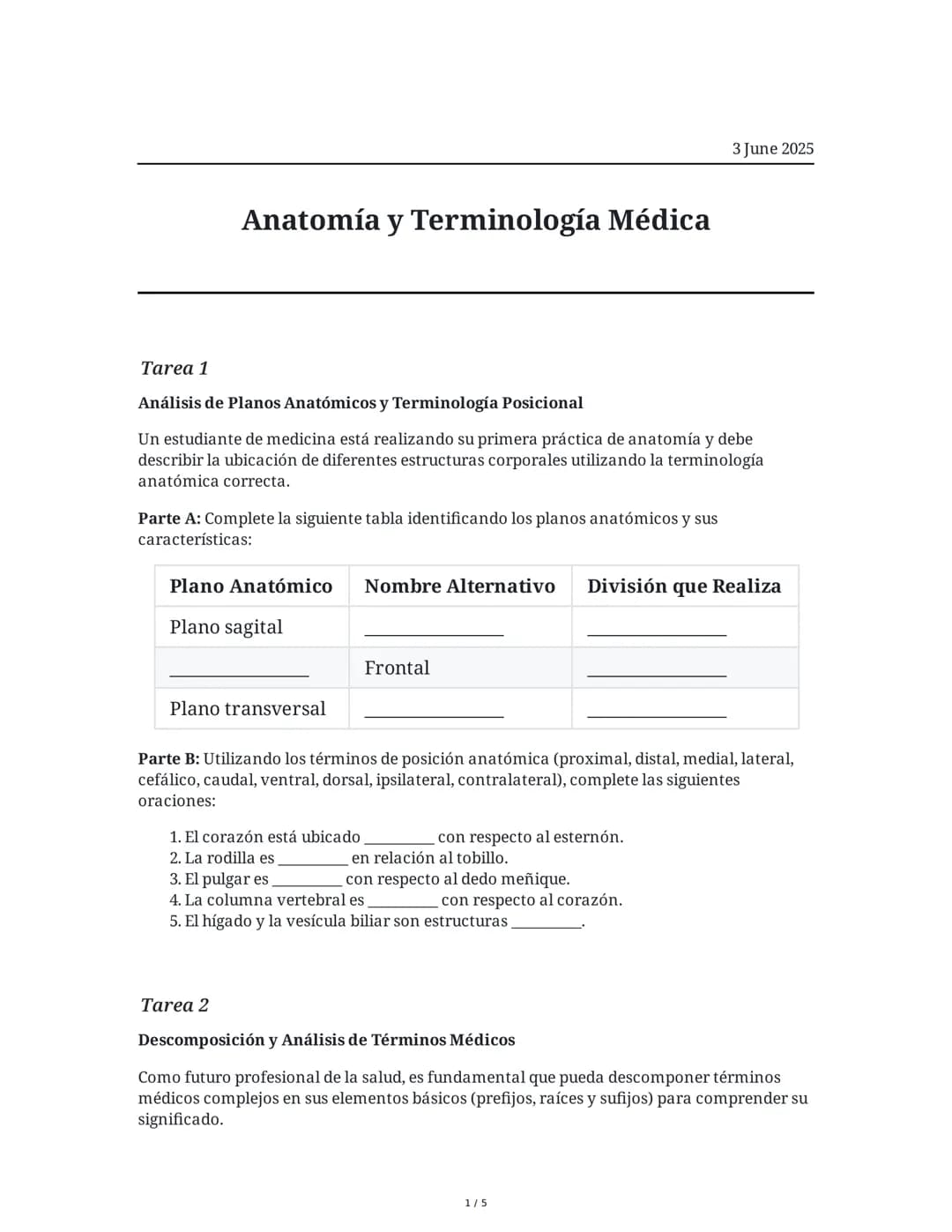 Anatomía y Terminología Médica