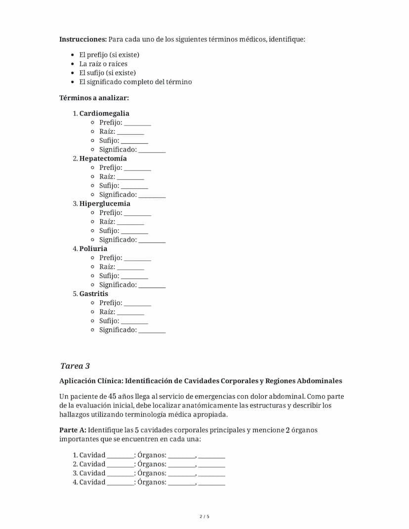 --- OCR Start ---
Anatomía y Terminología Médica
3 June 2025
Tarea 1
Análisis de Planos Anatómicos y Terminología Posicional
Un estudiante d
