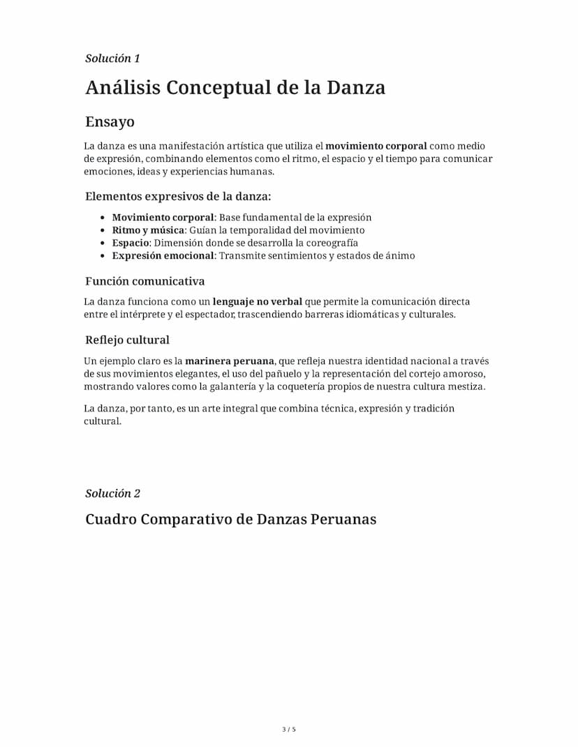 31 May 2025
Danzas Peruanas: Historia y Significado
Cultural
Tarea 1
Análisis conceptual de la danza
Basándote en el material estudiado, red