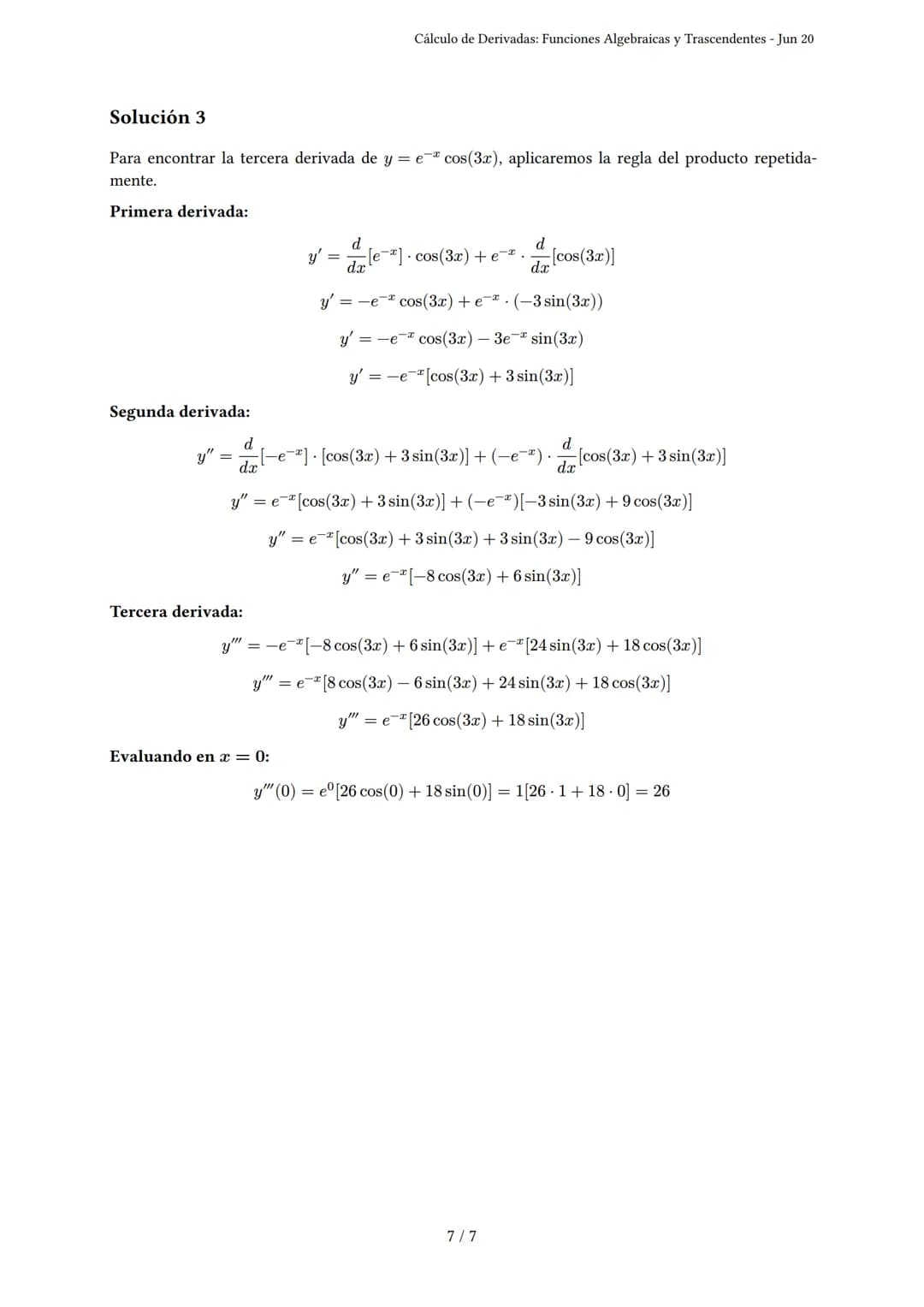 Cálculo de Derivadas: Funciones Algebraicas y Trascen-
dentes
Generado por Angelina mishell - Jun 20
Descripción: Este examen evalúa derivad