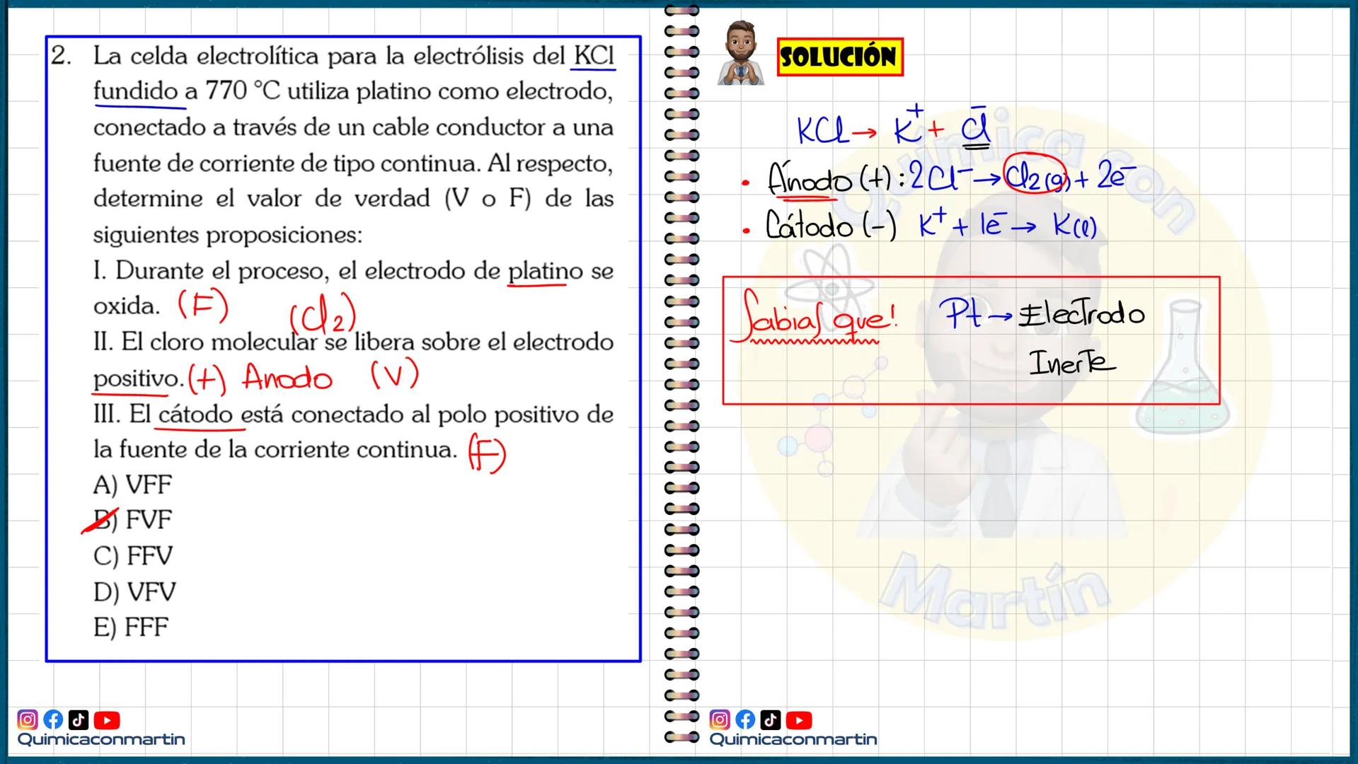 # Electrólisis
Son fenómenos químicos en la cual la energía eléctrica
(que proviene de una fuente de corriente continua)
provoca una reacci