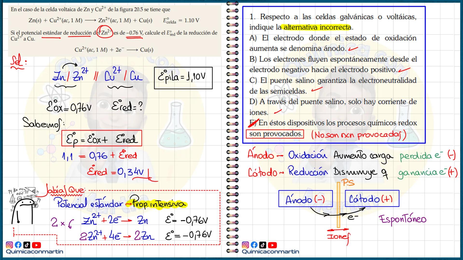 # Celdas galvánicas
Pila de Daniell
+
Instrumento de medida
Interruptor
ETNA:
Generar Corriente
e
↑
Eléctrica CONTINUA
(ox)
Ánodo