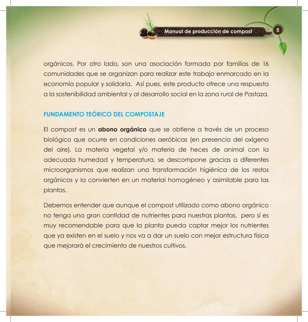 UNIVERSIDAD ESTATAL AMARO
VITA ET SAPIENTIA
NICA
MANUAL DE
PRODUCCIÓN DE
ompost
Ingenieria
Sin Fronteras
cantón
Pastaza
GAD MUNICIPAL # Manu